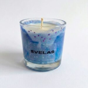 Vela de soja con efecto marmolado color azul