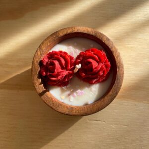 vela corazón cuenco de madera