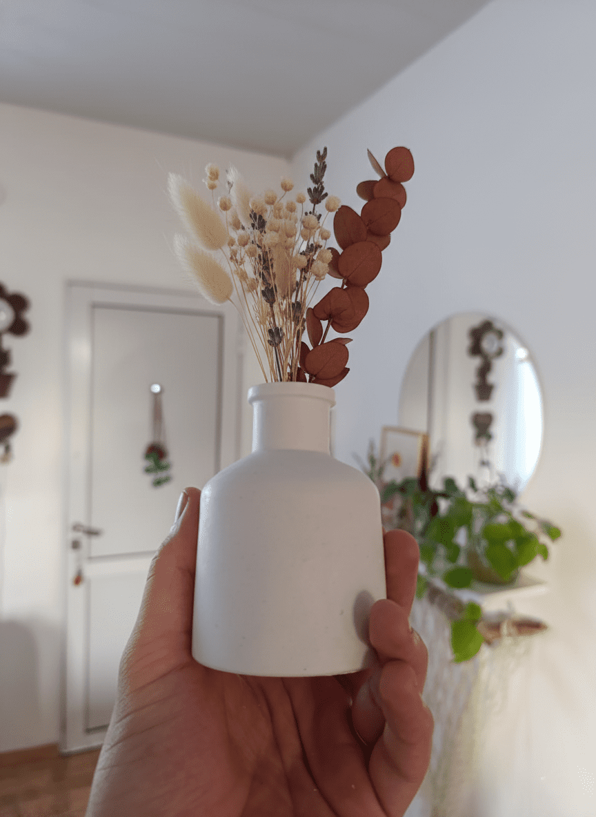 Florero Botella "Farmhouse" Blanco Mate | Diseño Yeso (10cm)