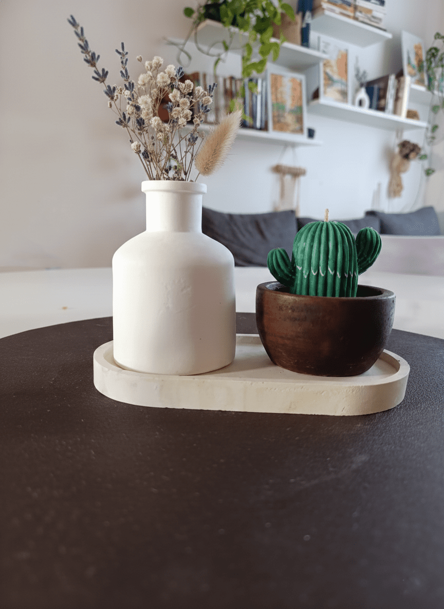 Florero Botella "Farmhouse" Blanco Mate | Diseño Yeso (10cm) - Imagen 3