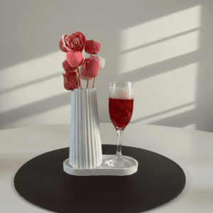 Set San Valentín "Amor Eterno" | Vela Copa + Florero & Tulipanes de Cera + Bandeja