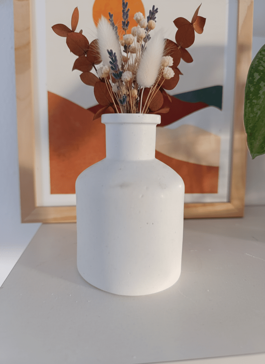 Florero Botella "Farmhouse" Blanco Mate | Diseño Yeso (10cm) - Imagen 2