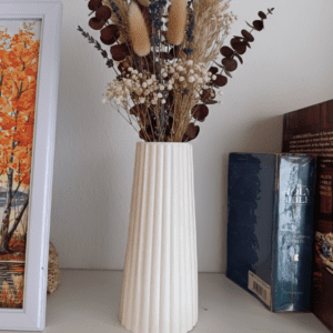 Florero Nórdico "Canalé" Blanco | Diseño Minimalista y Texturado